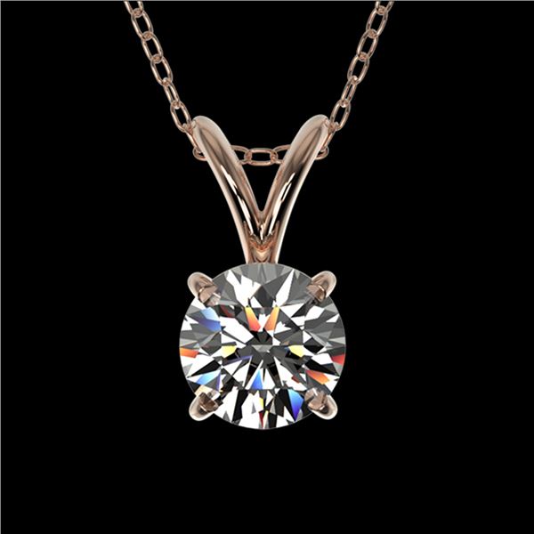 0.51 ctw Certified Quality Diamond Solitaire Necklace 10k Rose Gold - REF-40X8A