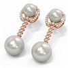 Image 3 : 0.63 ctw Diamond & Pearl Earrings 18K Rose Gold - REF-119H8R