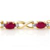 Image 2 : 8.50 ctw Ruby & Diamond Bracelet 10k Yellow Gold - REF-78R9K