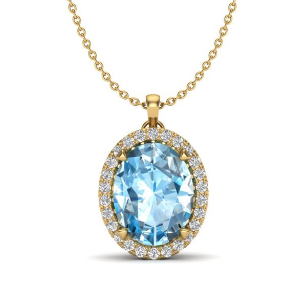 2.75 ctw Sky Blue Topaz & Micro VS/SI Diamond Necklace 18k Yellow Gold - REF-36W8H