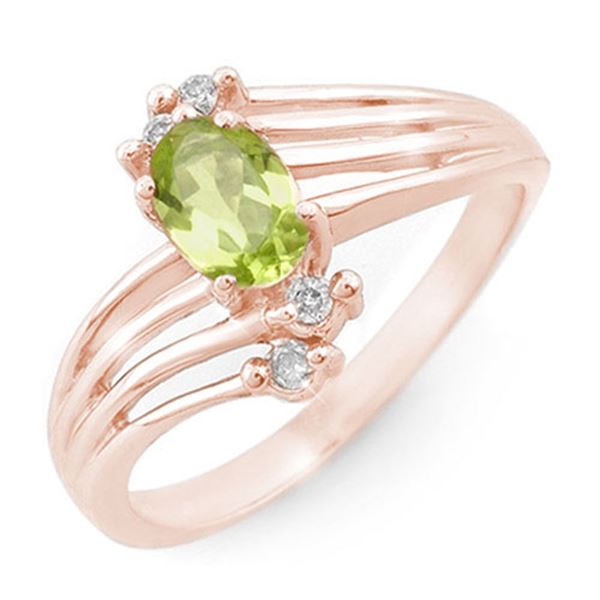 0.55 ctw Peridot & Diamond Ring 10k Rose Gold - REF-17N8F