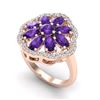 Image 1 : 3 ctw Amethyst & VS/SI Diamond Cluster Designer Ring 10k Rose Gold - REF-49G3W