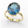 Image 2 : 9 ctw London Blue Topaz Designer Engagment Ring 18k Yellow Gold - REF-46A4N