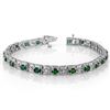 Image 1 : 4.09 ctw Emerald & Diamond Bracelet 14k White Gold - REF-118N2F