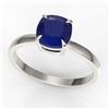 Image 2 : 2 ctw Cushion Cut Sapphire Solitaire Engagment Ring 18k White Gold - REF-33F4M