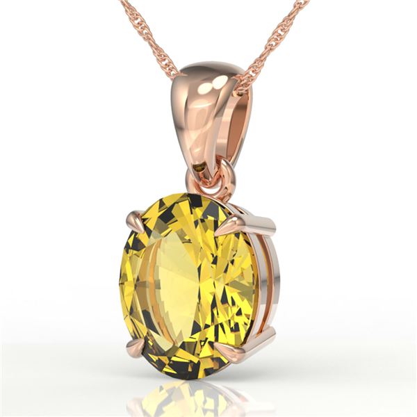 2.5 ctw Citrine Designer Solitaire Necklace 14k Rose Gold - REF-22X3A