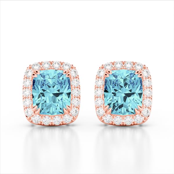 2.50 ctw Sky Blue Topaz & Micro VS/SI Diamond Earrings 10k Rose Gold - REF-30W8H