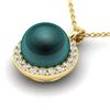 Image 1 : 0.25 ctw Micro Pave Diamond & Peacock Pearl Necklace 18k Yellow Gold - REF-30F8M
