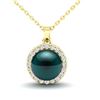 Image 2 : 0.25 ctw Micro Pave Diamond & Peacock Pearl Necklace 18k Yellow Gold - REF-30F8M