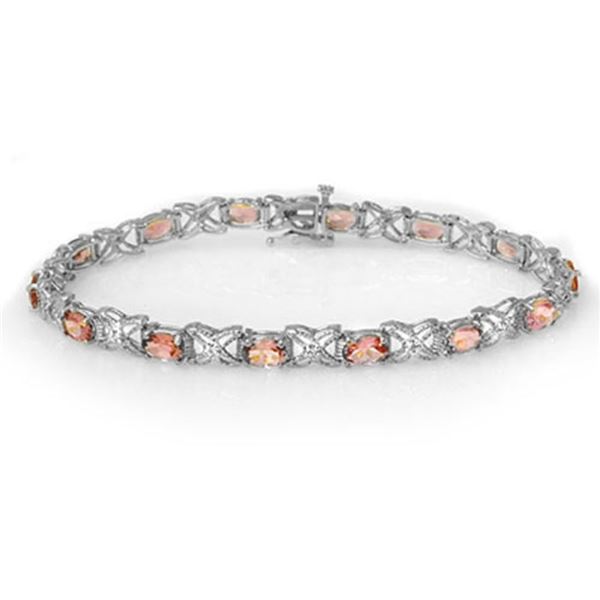 6.0 ctw Pink Tourmaline & Diamond Bracelet 18k White Gold - REF-127Y3X