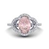 Image 1 : 1.75 ctw Morganite & Micro Pave VS/SI Diamond Ring 10k White Gold - REF-40Y9X