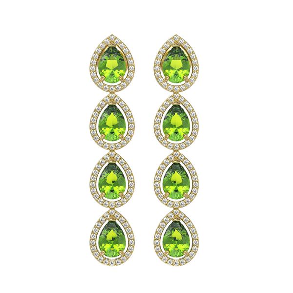 7.46 ctw Peridot & Diamond Micro Pave Halo Earrings 10k Yellow Gold - REF-153Y5X