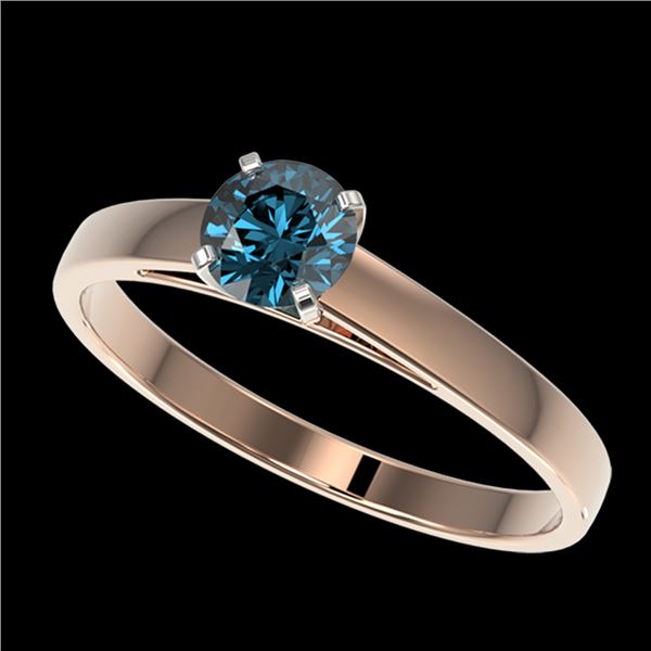 0.54 ctw Certified Intense Blue Diamond Engagment Ring 10k Rose Gold - REF-41H2R