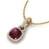 Image 1 : 3.50 ctw Garnet & Micro VS/SI Diamond Necklace 18k Yellow Gold - REF-49W2H