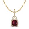 Image 2 : 3.50 ctw Garnet & Micro VS/SI Diamond Necklace 18k Yellow Gold - REF-49W2H