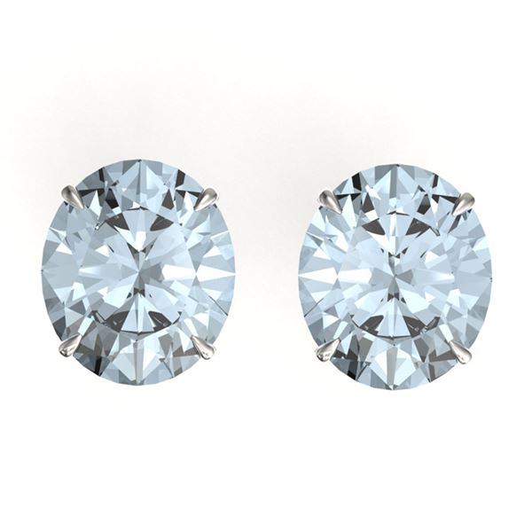 18 ctw Sky Blue Topaz Designer Stud Earrings 18k White Gold - REF-50F6M