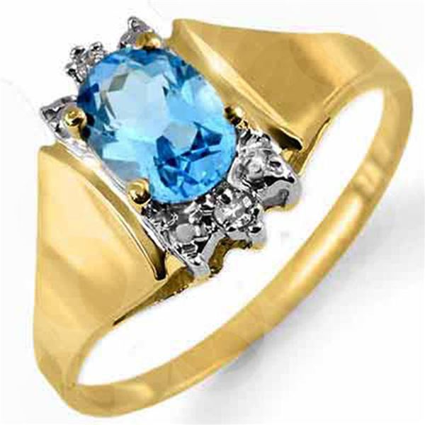1.03 ctw Blue Topaz & Diamond Ring 10k Yellow Gold - REF-11F2M