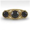 Image 1 : 2 ctw Past Present Future Black Diamond Ring Art Deco 18k Yellow Gold - REF-90G4W