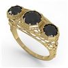 Image 2 : 2 ctw Past Present Future Black Diamond Ring Art Deco 18k Yellow Gold - REF-90G4W