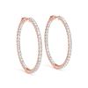 Image 2 : 0.75 ctw Diamond VS/SI 20 MM Hoop Earrings 14k Rose Gold - REF-50F3M
