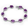 Image 1 : 16.33 ctw Amethyst & Diamond Bracelet 14k White Gold - REF-119A6N