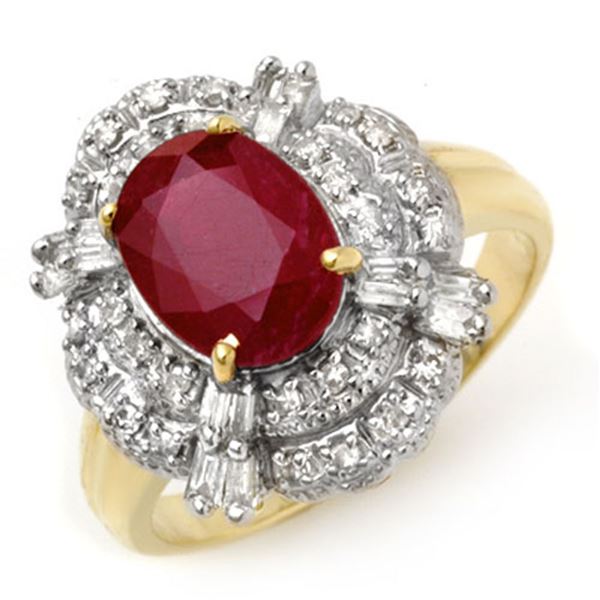 2.84 ctw Ruby & Diamond Ring 14k Yellow Gold - REF-55M2G