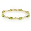 Image 1 : 7.02 ctw Peridot & Diamond Bracelet 10k Yellow Gold - REF-31W3H