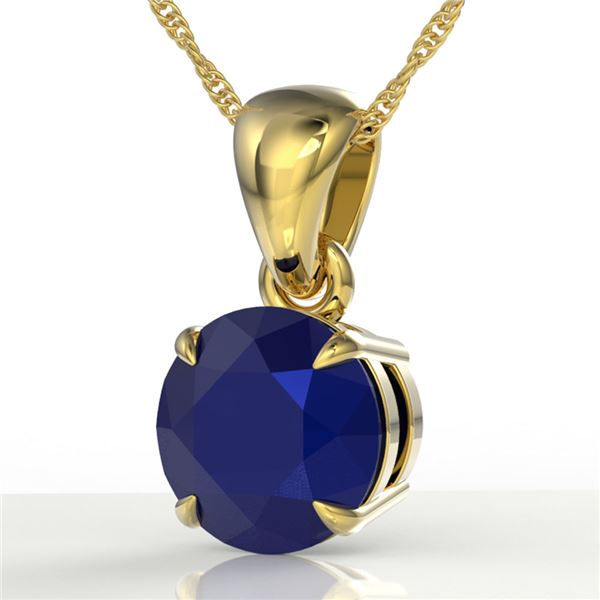 2 ctw Sapphire Designer Solitaire Necklace 18k Yellow Gold - REF-18N4F