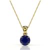 Image 2 : 2 ctw Sapphire Designer Solitaire Necklace 18k Yellow Gold - REF-18N4F