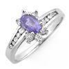 Image 1 : 1.08 ctw Tanzanite & Diamond Ring 18k White Gold - REF-35F3M