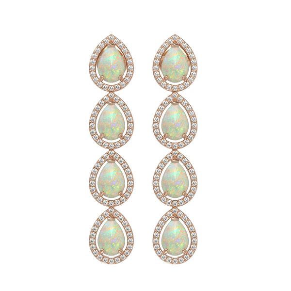 6.2 ctw Opal & Diamond Micro Pave Halo Earrings 10k Rose Gold - REF-148Y9X