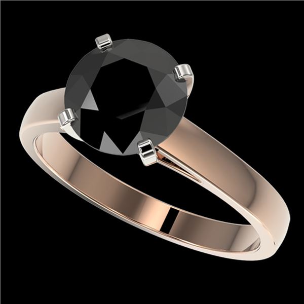 2.59 ctw Fancy Black Diamond Solitaire Engagment Ring 10k Rose Gold - REF-45M4G