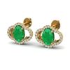 Image 1 : 4 ctw Emerald & Micro Pave VS/SI Diamond Certified Earrings 10k Yellow Gold - REF-53G5W