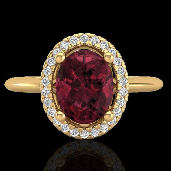 1.75 ctw Garnet & Micro Pave VS/SI Diamond Ring Halo 18k Yellow Gold - REF-32R8K