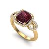Image 2 : 3.75 ctw Garnet & Micro VS/SI Diamond Certified Ring 18k Yellow Gold - REF-50G6W