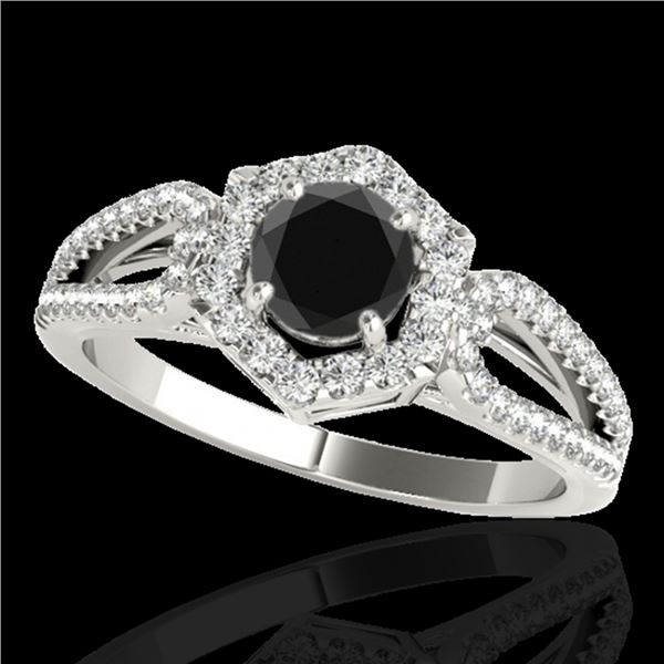 1.43 ctw Certified VS Black Diamond Solitaire Halo Ring 10k White Gold - REF-53W5H