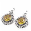 Image 3 : 8.52 ctw Canary Citrine & Diamond Earrings 18K White Gold - REF-172W8H