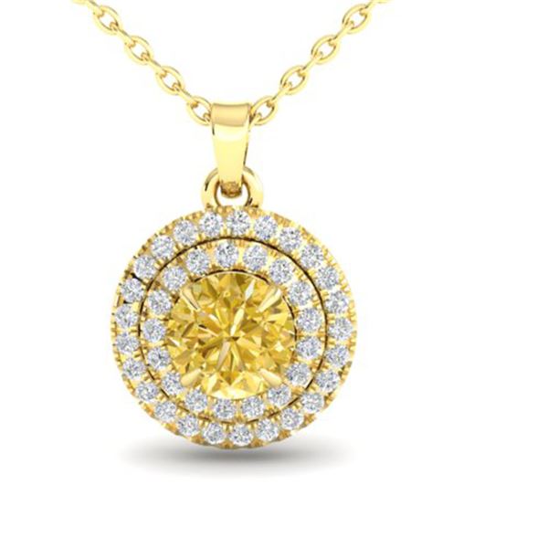 1 ctw Citrine & Micro VS/SI Diamond NECKALCE Halo 18k Yellow Gold - REF-41W8H