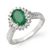 Image 1 : 2.75 ctw Emerald & Diamond Ring 18k White Gold - REF-103G6W