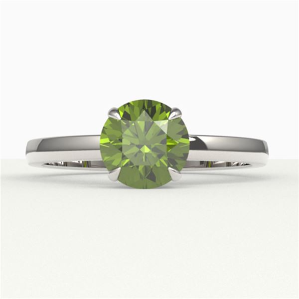 2 ctw Green Tourmaline Designer Engagment Ring 18k White Gold - REF-40G9W