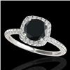 Image 1 : 1.5 ctw Certified VS Black Diamond Solitaire Halo Ring 10k White Gold - REF-45H3R
