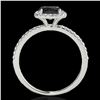 Image 2 : 1.5 ctw Certified VS Black Diamond Solitaire Halo Ring 10k White Gold - REF-45H3R