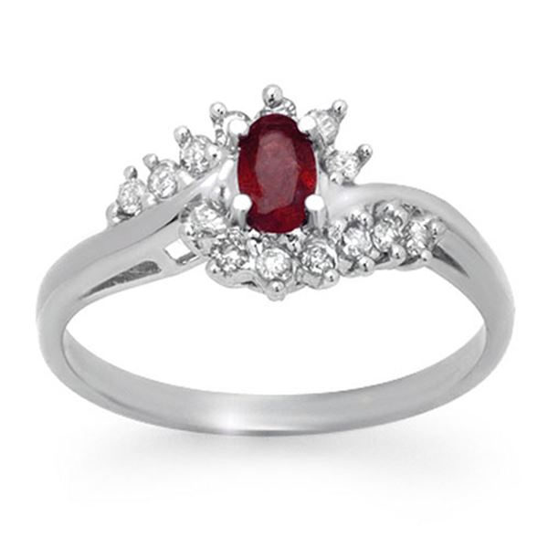 0.45 ctw Ruby & Diamond Ring 10k White Gold - REF-20X5A