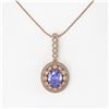 Image 2 : 4.77 ctw Tanzanite & Diamond Victorian Necklace 14K Rose Gold - REF-169A8N