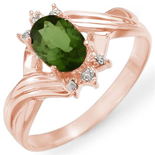 0.79 ctw Green Tourmaline & Diamond Ring 14k Rose Gold - REF-17A9N