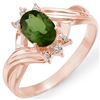 Image 1 : 0.79 ctw Green Tourmaline & Diamond Ring 14k Rose Gold - REF-17A9N