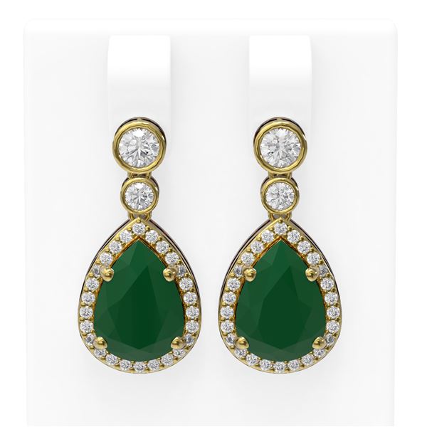 3.1 ctw Emerald & Diamond Earrings 18K Yellow Gold - REF-134F2M