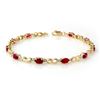 Image 1 : 3.76 ctw Ruby & Diamond Bracelet 10k Yellow Gold - REF-32F8M