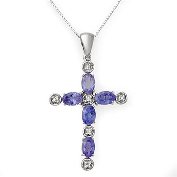 3.15 ctw Tanzanite & Diamond Necklace 10k White Gold - REF-26F2M