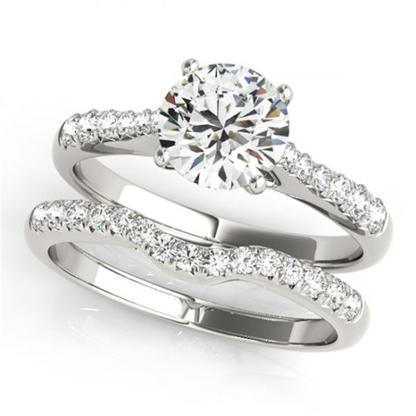 0.98 ctw Certified VS/SI Diamond 2pc Wedding Set 14k White Gold - REF-97R3K